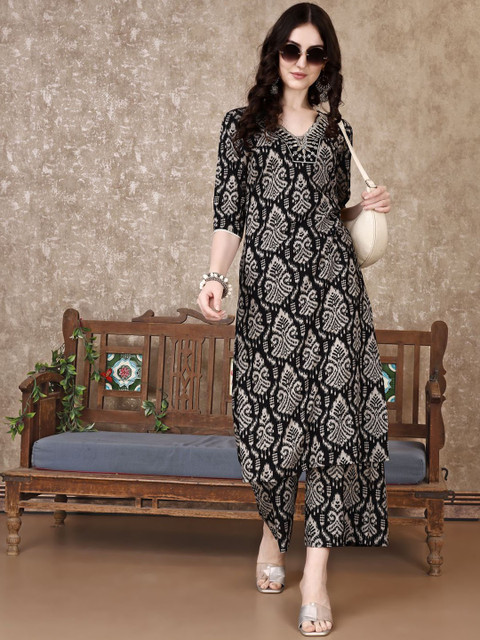 KALINI Ethnic Motifs Printed V-Neck Tunic With Palazzo - Image 5