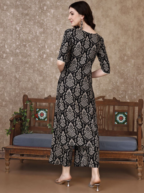 KALINI Ethnic Motifs Printed V-Neck Tunic With Palazzo - Image 4