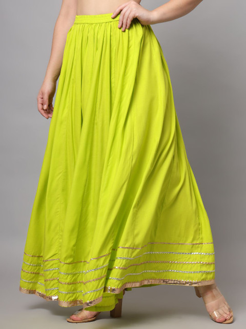 NYPA Women Solid Flared Maxi Skirts