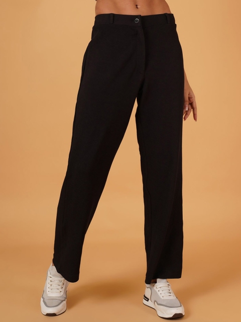 Fbella Women Relaxed Straight Leg Straight Fit Wrinkle Free Trousers
