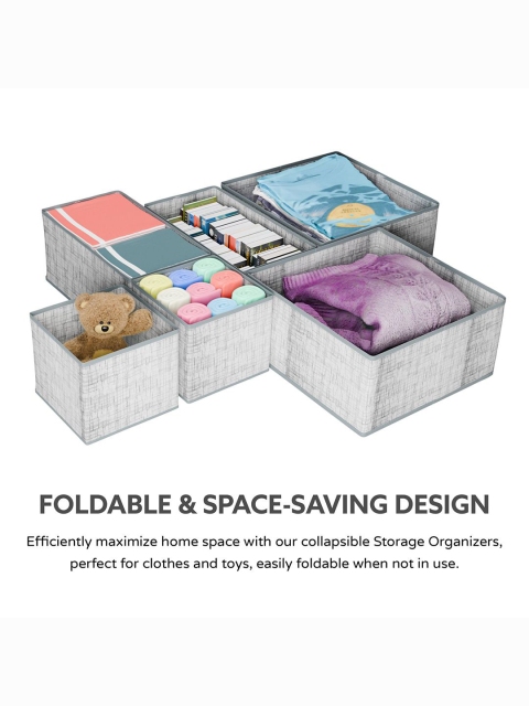 Kuber Industries 6 Pcs Foldable Drawer Wardrobe Organizer Clothes Storage Box Stationary - Image 3