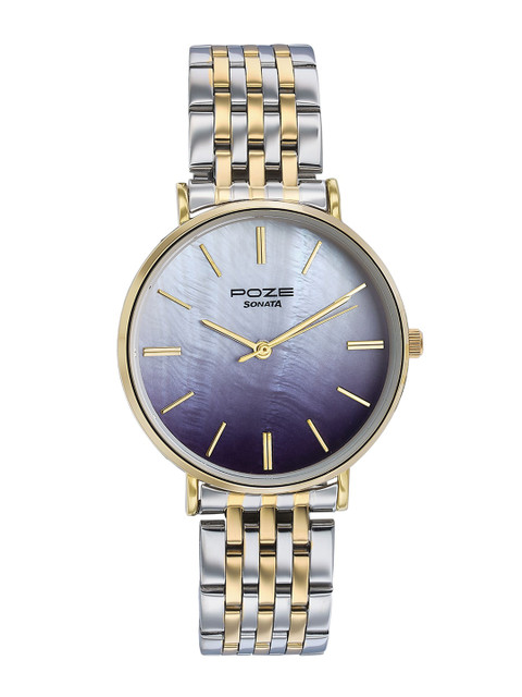 Sonata Women Embellished Dial & Bracelet Style Straps Analogue Watch SP80077BM01WF