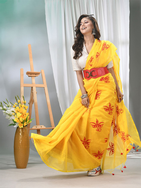 TANTLOOM Ethnic Motifs Embroidered Saree - Image 4