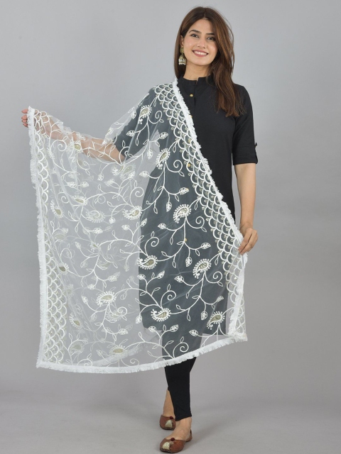 LA FEMINAE Embroidered Dupatta with Mirror Work