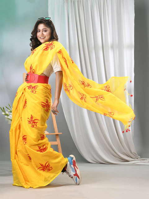 TANTLOOM Ethnic Motifs Embroidered Saree - Image 3