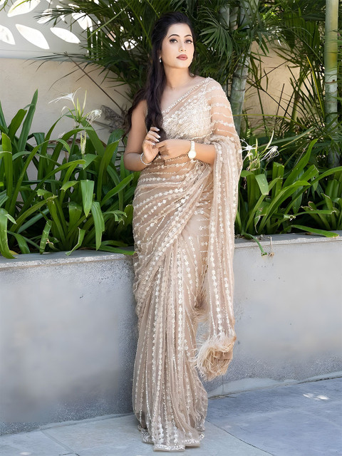 Anouk Embellished Sequinned Net Saree