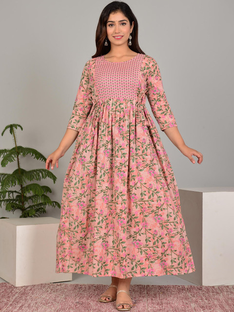 MURLI KURTI Printed Cotton Anarkali Maternity Dress