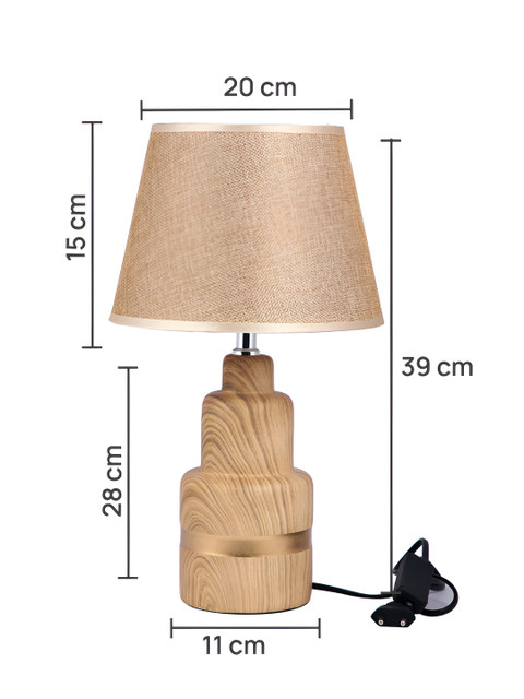 TAYHAA Brown Textured Ceramic Contemporary Frustum Shaped Table Lamp - Image 4