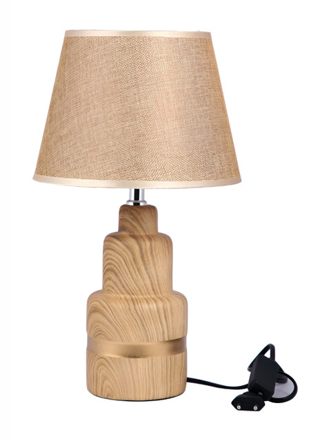 TAYHAA Brown Textured Ceramic Contemporary Frustum Shaped Table Lamp - Image 5