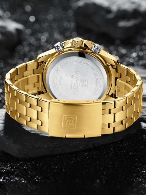 Naviforce Men Brass Dial & Stainless Steel Straps Analogue and Digital Multi Function Watch NF9234 GBG - Image 3