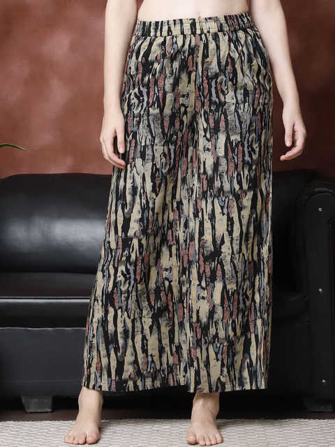 Boston Club Printed Mid-Rise Flared Lounge Pant