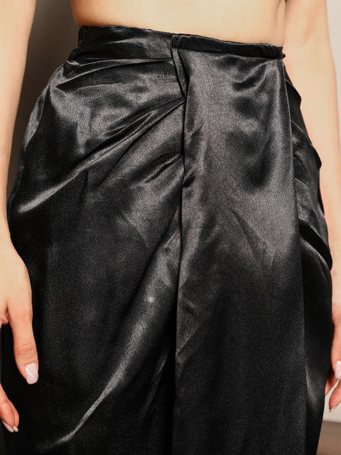 QISSA Black Embellished Shirt Collar Top & Skirt With Jacket Co-Ord Set - Image 6