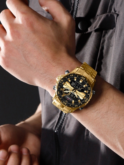 Naviforce Men Brass Dial & Stainless Steel Straps Analogue and Digital Multi Function Watch NF9234 GBG - Image 7