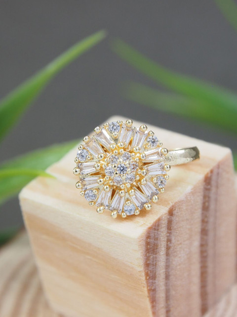 I Jewels Gold Plated Artificial Stones Stud Nosepin