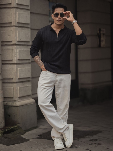 Powerlook Men Self Design Polo Collar Pure Cotton T-shirt - Image 5