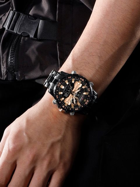 Naviforce Men Brass Dial & Stainless Steel Straps Analogue and Digital Multi Function Watch NF9234 BRGB - Image 5