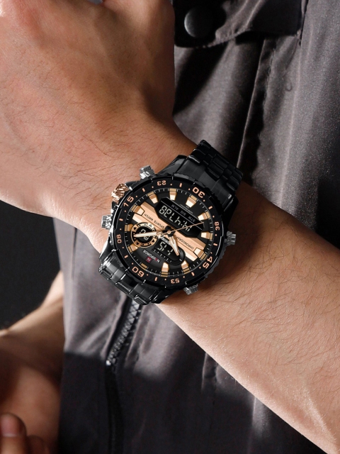 Naviforce Men Brass Dial & Stainless Steel Straps Analogue and Digital Multi Function Watch NF9234 BRGB - Image 4