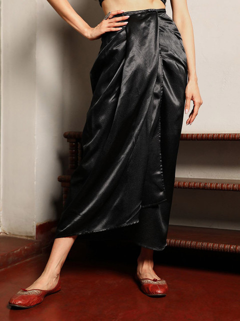 QISSA Black Embellished Shirt Collar Top & Skirt With Jacket Co-Ord Set - Image 5