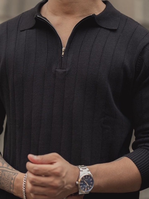 Powerlook Men Self Design Polo Collar Pure Cotton T-shirt - Image 2