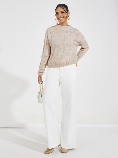 Styli Women High Neck Boxy Fit Sweater - Image 4