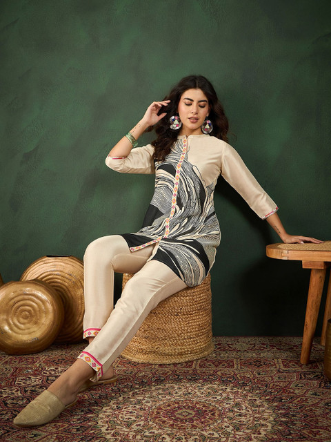 Sangria Floral Printed Tunic & Trouser - Image 5