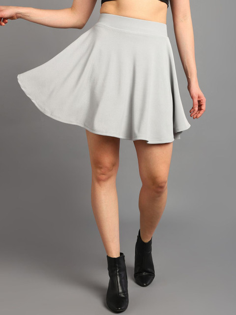 BAESD Solid Flared Mini Skirts