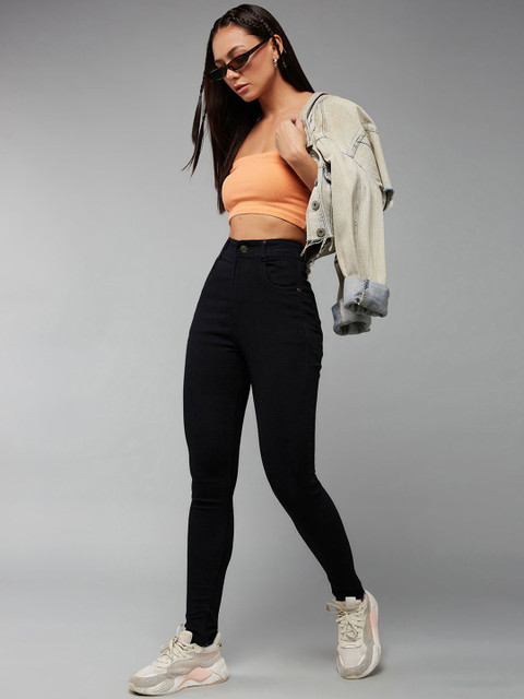 DOLCE CRUDO Slim Fit Regular Length High Rise Denim Jeans