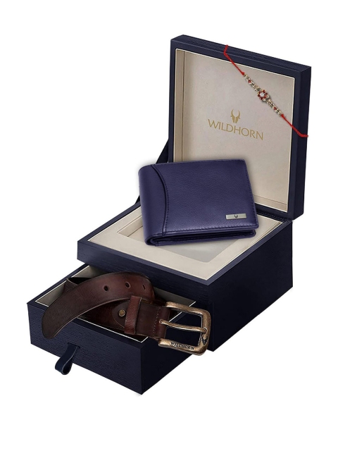 WildHorn Men Accessory Gift Set Of Set Of Wallet and Belt & Rakhi