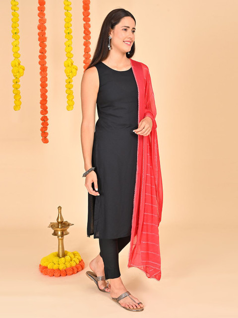 HELLA FASHIONS Striped Mukaish Sequence Embroidery Chiffon Dupatta - Image 3