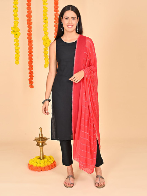 HELLA FASHIONS Striped Mukaish Sequence Embroidery Chiffon Dupatta - Image 6