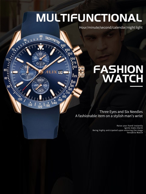 ALIX Men Brass Dial & Straps Analogue Chronograph Watch AL3014T RGBEBE - Image 6
