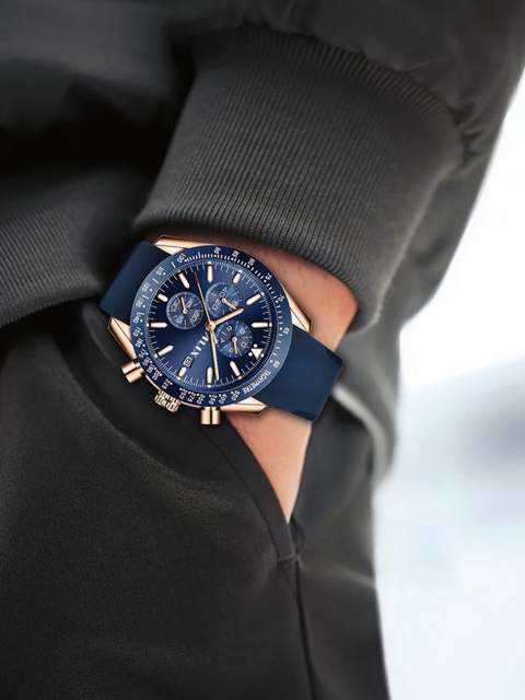 ALIX Men Brass Dial & Straps Analogue Chronograph Watch AL3014T RGBEBE - Image 7