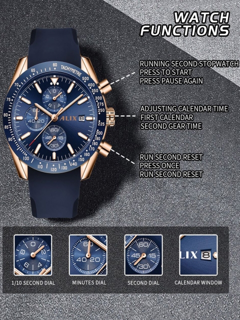 ALIX Men Brass Dial & Straps Analogue Chronograph Watch AL3014T RGBEBE - Image 5