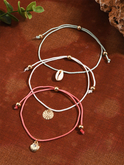 Accessorize London Set Of 3 Friendship Shell Anklets