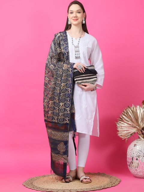 LOOM LEGACY Ethnic Motifs Printed Cotton Silk Dupatta - Image 6
