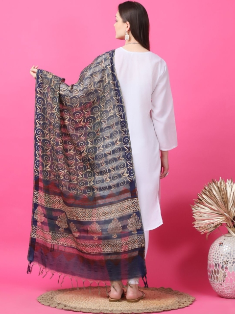 LOOM LEGACY Ethnic Motifs Printed Cotton Silk Dupatta - Image 5