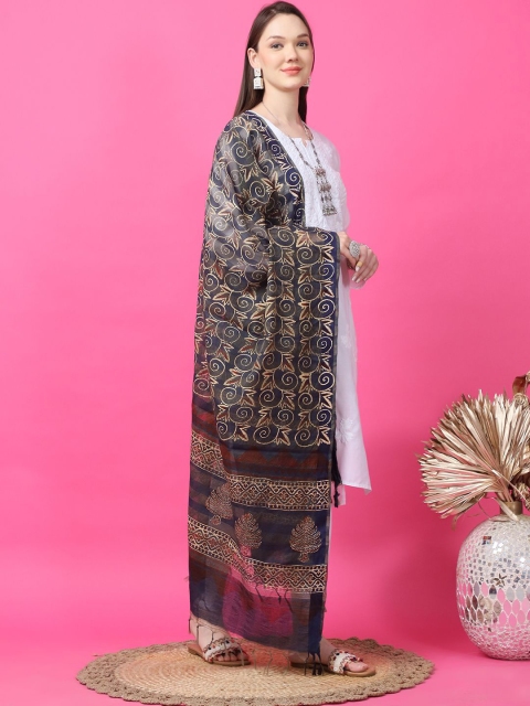 LOOM LEGACY Ethnic Motifs Printed Cotton Silk Dupatta - Image 3