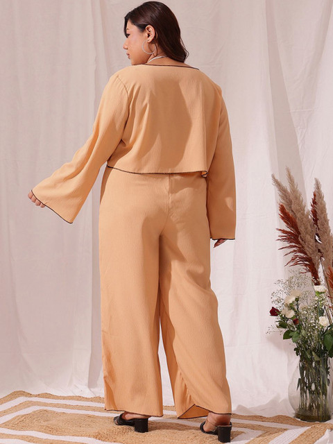 CURVY STREET Plus Size Round Neck Long Sleeves Top With Trousers - Image 5