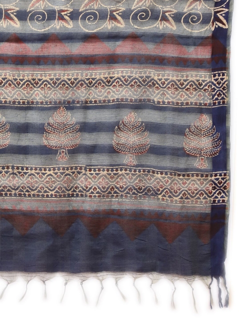 LOOM LEGACY Ethnic Motifs Printed Cotton Silk Dupatta - Image 2
