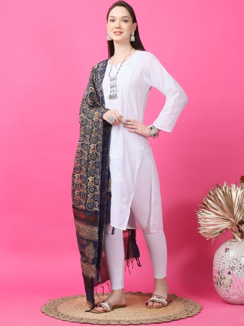 LOOM LEGACY Ethnic Motifs Printed Cotton Silk Dupatta - Image 4