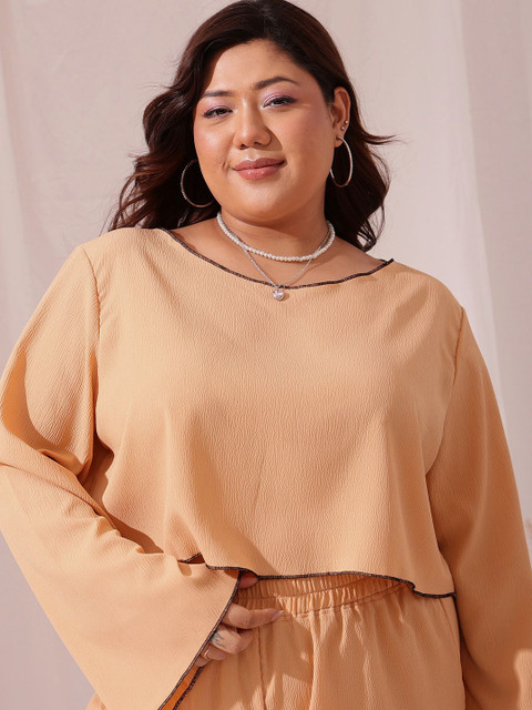 CURVY STREET Plus Size Round Neck Long Sleeves Top With Trousers - Image 2