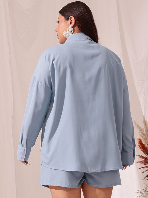 CURVY STREET Plus Size Long Sleeves Shirt & Shorts - Image 5