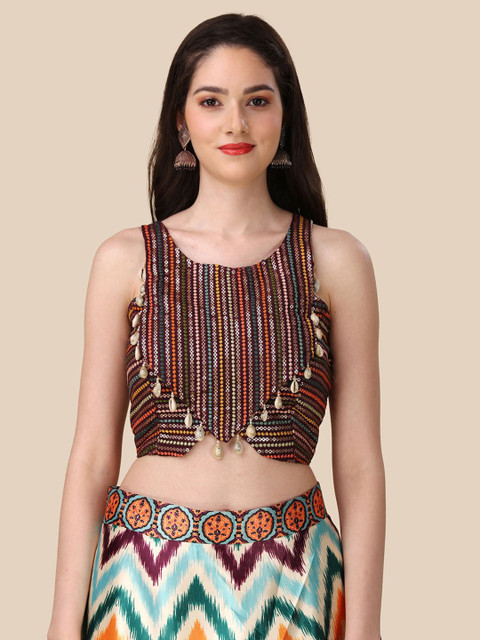 Kaizen TEXO FAB Printed Semi-Stitched Lehenga & Unstitched Blouse With Dupatta - Image 2