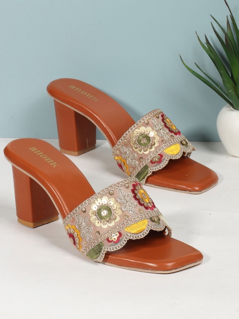 Anouk Embellished Open Toe Block Heel Sandal