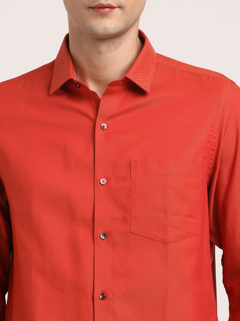 Turtle Men Standard Spread Collar Solid Cotton Slim Fit Formal Shirt - Image 2