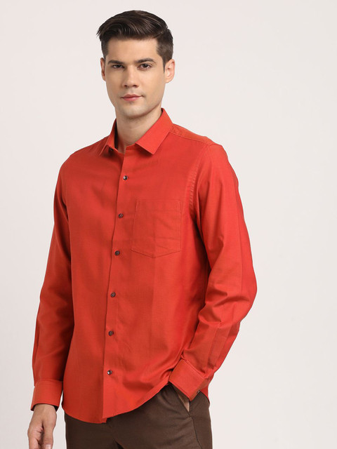 Turtle Men Standard Spread Collar Solid Cotton Slim Fit Formal Shirt - Image 4
