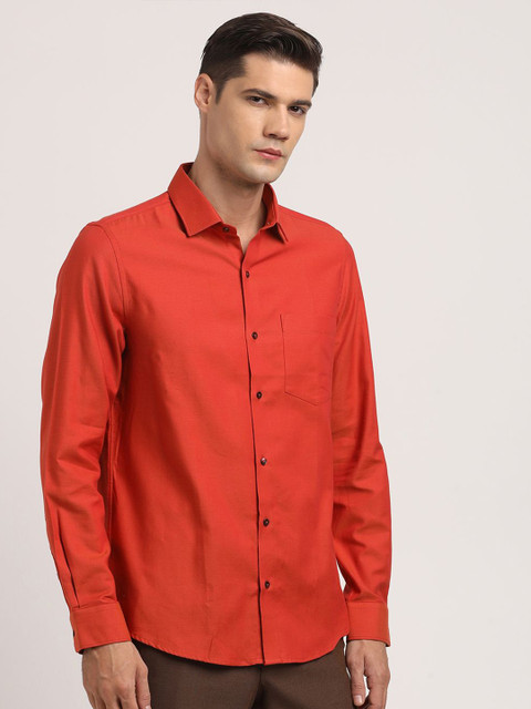 Turtle Men Standard Spread Collar Solid Cotton Slim Fit Formal Shirt - Image 3
