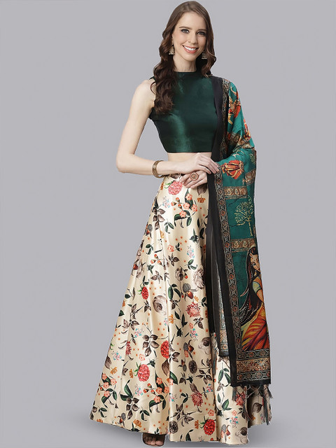 Kaizen TEXO FAB Printed Semi-Stitched Lehenga & Unstitched Blouse With Dupatta