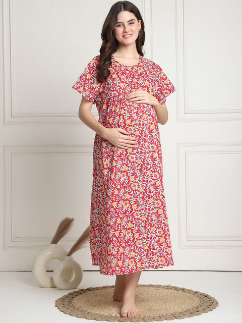 Secret Wish Floral Printed Maternity Nightdress