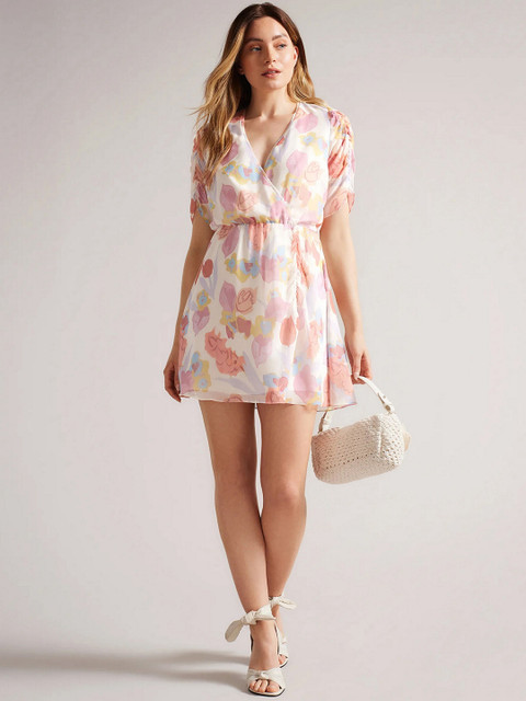 Roadster Poly Rayon Floral Mini A Line Dress